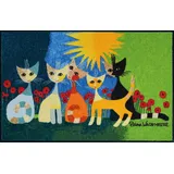 SALONLOEWE Rosina Wachtmeister Fußmatte UNA Bella compagnia 60 x 180 cm Flur-Läufer Wohn-Teppich Katzen bunt