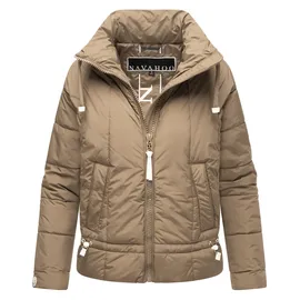 Navahoo leichte Damen Steppjacke kurze Übergangsjacke oversized mit Fledermausärmeln Luftzauber 14 Stone Brown Gr. S - S