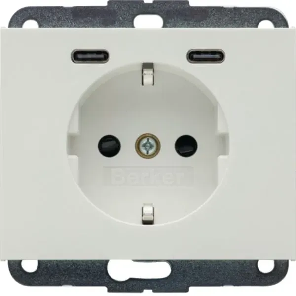 Berker 48157009 Schutzkontakt-Steckdose / USB C-C 20W, K.x, polarweiß glänzend