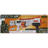Nerf Halo Bulldog SG Dart Blaster – Pump-Action, rotierende 10-Dart Trommel, Tactical Rail Steckschienen, 10 Nerf Elite Darts, Skin-Code