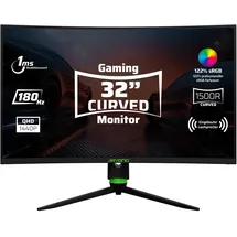 aryond A32 V2 Curved Gaming Monitor, 32 Zoll(80cm), 180Hz, 1500R, QHD (2560x1440), 1ms, HDR, FreeSync&G-Sync, 122% SRGB, Eye Care, Eingebauter Lautsprecher, HDMI, Display Port, Höhenverstellbar