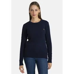 Strickpullover SIR RAYMOND TAILOR "Authen", Damen, Gr. XXL, blau, 100% Baumwolle, unifarben, casual, normal, Rundhals, Langarm, Pullover, mit klassischem Rundhalsausschnitt