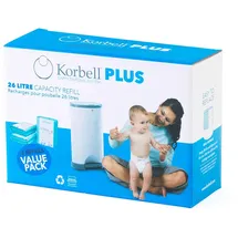 KORBELL - Nachfüllpackungen für Windelbehälter - MAXI - 26 L - x3 - Biologisch abbaubar - Geruchskontrolle - Kapazität 330 Windeln