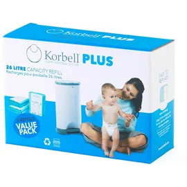 KORBELL - Nachfüllpackungen für Windelbehälter - MAXI - 26 L - x3 - Biologisch abbaubar - Geruchskontrolle - Kapazität 330 Windeln