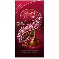 Lindt Schokolade LINDOR Double Chocolate, ca. 10 Kugeln Vollmilchschokolade mit zartschmelzender Füllung, Pralinen-Geschenk, 137g