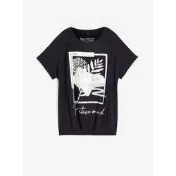 bonprix Shirt mit Druck, schwarz, 52/54 (XXL), Viskose