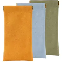 ZBKJYILF Brillenetui Weich,Brillentasche,Brillen Etui,3 Stück Leder Weiches Brillenetui Schutzhülle,Sonnenbrillen Etui,Automatischer Verschluss - Einheitsgröße
