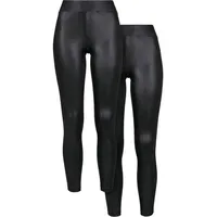 URBAN CLASSICS Ladies Synthetic Leather Leggings 2-Pack in Schwarz, Größe 4XL