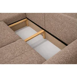 kaiser möbel Ecksofa mit Schlaffunktion und Bettkasten, Sofa L-Form Bingo L, Chenille-Stoff Artico, Beige, Links - Beige