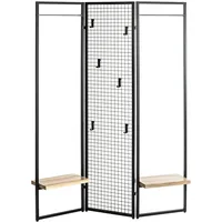 Haku-Möbel Standgarderobe, schwarz, ¦ Metall,Holzwerkstoff ¦ Maße: B: 133