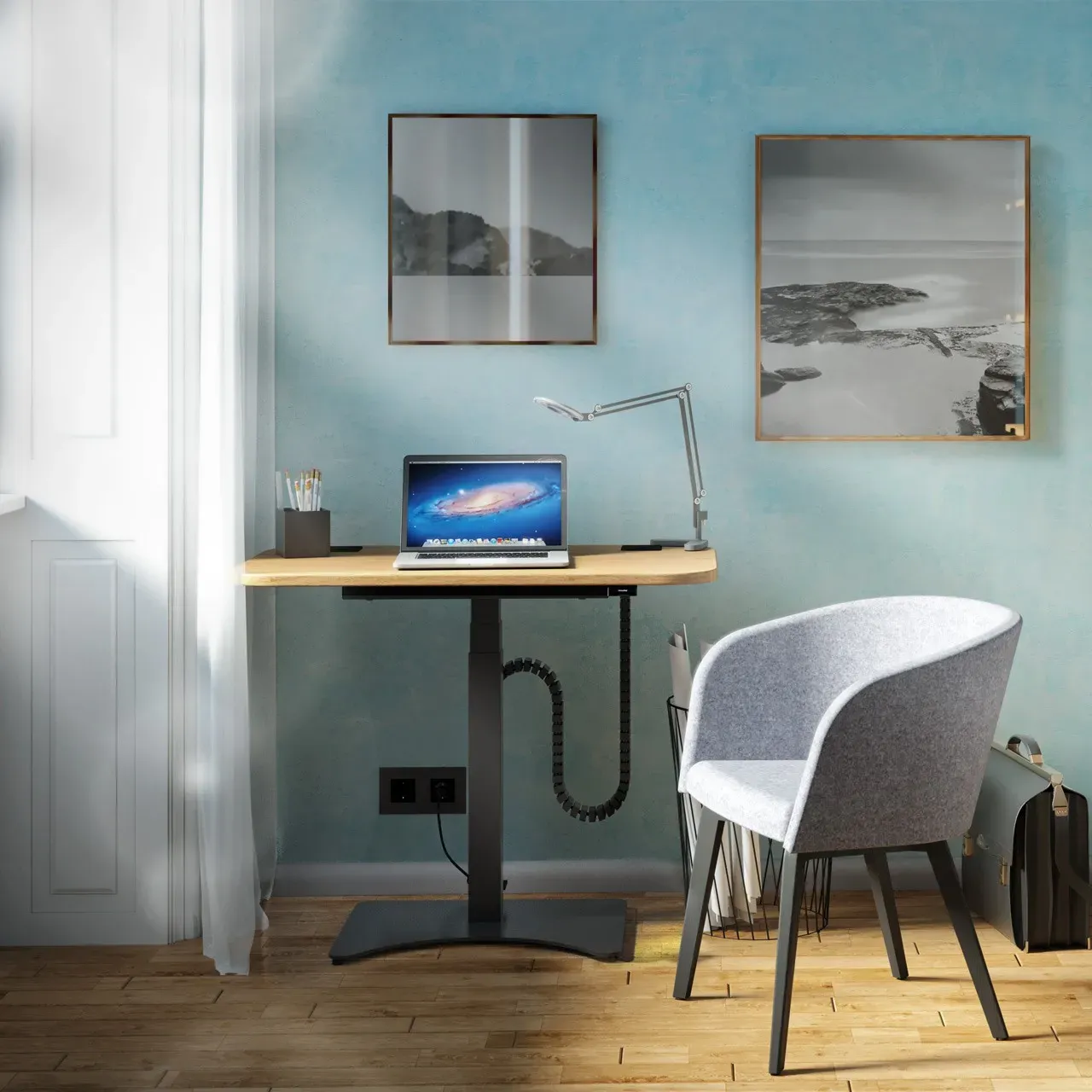 Sitz Steh Schreibtisch klein JTeN - tolle Erfindung im kompakten Format