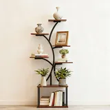 unho Blumenständer 8 Ebenen, Metall Pflanzenregal, Blumentreppe Blumenregal für Innen Garten Balkon, 50 x 26 x 151 cm