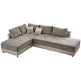 luma-home schönes für dein zuhause luma-Home Federkern Ecksofa Graubraun/Beige, Schwenkteil RECHTS / 15102
