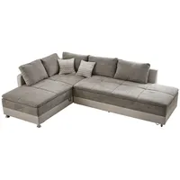 luma-home schönes für dein zuhause luma-Home Federkern Ecksofa Graubraun/Beige, Schwenkteil RECHTS / 15102