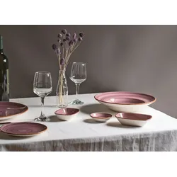 2x Bonna Aura Blackberry Moove Platte rechteckig 27x25cm 2cm hoch Lila Creme Beerenton Porzellan ABBMOV34KR Servierplatten Speise Geschirr