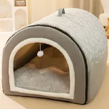 GZGLZDQ Hundehöhle mit abnehmbarem Kissen, 2 in 1 Warme und Gemütliche Hundehütte Indoor, Plüsch Hundebett für Kleine, Mittlere, Große Hunde und Katzen(Gray,75 X 50 X 50 cm)
