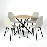 Urban Meuble Esstisch, Beige, Holzwerkstoff, Metall, Rund, 80x75x80 cm, Esszimmer, Bänke, Tisch- & Eckbankgruppen