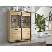 Möbelando Highboard >Trondheim< in schwarz,braun - 121,4x161x41,5cm (BxHxT)
