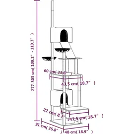 vidaXL Kratzbaum Deckenhoch Hellgrau 277-303 cm