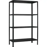 SCHULTE Regalwelt Steckregal mit 4 Fachböden, 65 kg Tragkraft, 180x100x40 cm (HxBxT), schwarz-Struktur, Lagerregal, Werkstattregal, Kellerregal, Garagenregal, Metallregal