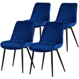 ML-Design Esszimmerstühle 4er Set Dunkelblau, Sitzfläche aus Samt mit Rückenlehne,