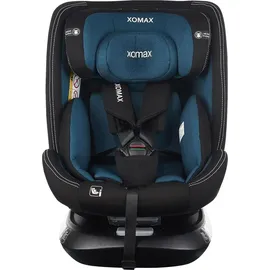 XOMAX G409 IOT Kindersitz drehbar 360°, ISOFIX I mitwachsend I 0-36 kg, 0-12 Jahre, Gruppe 0+/1/2/3, 5-Punkt-Gurt, 3-Punkt-Gurt I Bezug waschbar I ECE R129 I Black-Blue