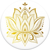 PopSockets PopGrip - Ausziehbarer Sockel und Griff für Smartphones und Tablets mit einem Austauschbarem Top - Golden Prana Handy/Smartphone Gold Weiß