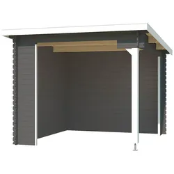 Gartenhaus LASITA MAJA "Unterstand/Lounge Buffalo 275", grau (carbongrau), ohne Dacheindeckung, Holz, Gartenhäuser, Unterstand / Lounge 28mm, Fundamentmass 2750x2750, Carbongrau