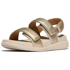 FitFlop F-Mode Go Adjustable Flatform Back-Strap Sandale, Platin, 38 EU - 38 EU
