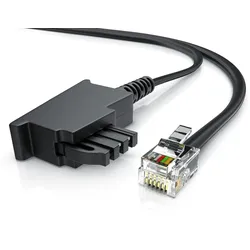 CSL - 15m Telefonkabel TAE-F Stecker auf RJ11 Stecker − Int. Norm 6P4C / 4-polig belegt − Flachkabel - TAE-F - schwarz
