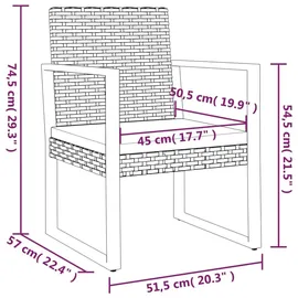 vidaXL Gartensessel 57 x 74,5 x 74,5 cm schwarz 1 St.