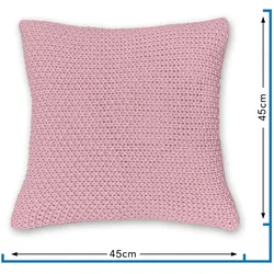 wometo Kissenbezug Strick 45x45 rosa - Reißverschluss OEKO-TEX Dekokissen Sofakissen warme weiche Kissenhülle mit edlem und schlichtem Strickmuster rosa