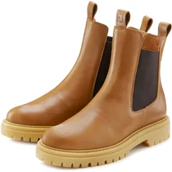 Stiefelette, Chelseaboots, Schlupfstiefel, Bikerboots aus Leder, Gr. 44, camelfarben, , 70706156-44