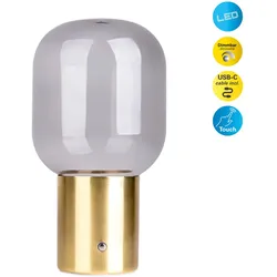 NÄVE LED Tischleuchte "Albero", gold (messing poliert, smoky), Ø 13,00cm H: 25,00cm, Lampen, Stufenlos dimmbar