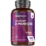 WeightWorld D-Mannose Kapseln - 2000mg pro Portion - 180 Mannose Stück - Vegan & Frei von Magnesiumstearat - Alternative zu D Mannose Pulver - 3 Kapseln Täglich - Nahrungsergänzungsmittel von WeightWorld