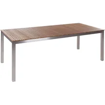 Beliani Viareggio II Gartentisch 200 x 90 x 75 cm Hellbraun/Silber