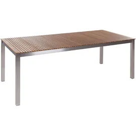 Beliani Viareggio II Gartentisch 200 x 90 x 75 cm Hellbraun/Silber