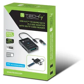 TECHLY Usb-a/usb-c auf NVMe/SATA M.2 Adapter mit Sd/tf-kartenleser Schwarz