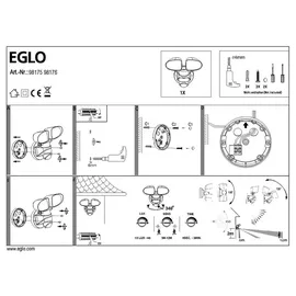 EGLO Außenleuchte Kunststoff, Metall 22,0 cm inkl. Bewegungsmelder schwarz