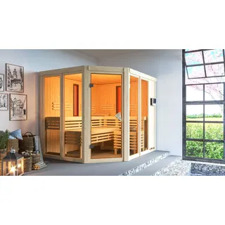 Karibu Lene Plus mit 9kW Bio Ofen Steuergerät und Infrarotstrahlern