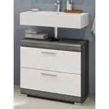 inn.furn Waschbeckenunterschrank 2 Schubladen 60 x 56 x 34 cm Weiß Hochglanz/Grau