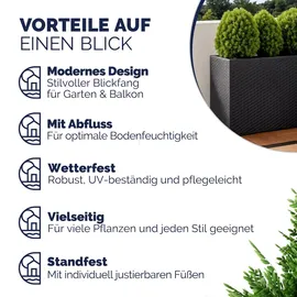 CASARIA Blumenkasten 30,5 x 83 x 60 cm Schwarz