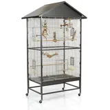 Montana Cages Vogelkäfig Villa Casa 90 - Käfig für kl. Vogelarten wie Sittiche und ähnliche, ca. 91 x 70 x 185 cm, Zink- und Schwermetall-frei, ungiftig grau