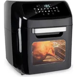 alpina Airfryer Backofen XXXL - Heißluftfritteuse 12L - Air Fryer ab 8 Personen - Heißluftofen mit Digitalanzeige - inkl. Zubehör - Drehspieß u... - Schwarz