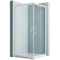 Hopibath Eckdusche Duschkabine 80x80 Eckeinstieg Schiebetür 80x80x185cm, BxT: 80x80 cm, 5mm Sicherheitsglas, Duschabtrennung, Schwarz / Weiß / Chrom / Milchglas / Klarglas, (78-80) x (78-80) x 185cm, 16 Türrollen, Schnellfreigabefunktion weiß