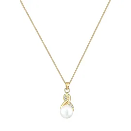 Elli Halskette Infinity Perle mit Kristalle 925 Sterling Silber Gold