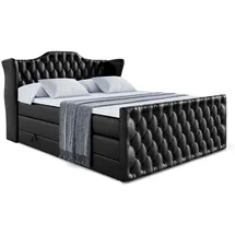 altdecor Boxspringbett, Schwarz Hochglanz, Holzwerkstoff, Höhe ca. 20 cm, 120x200 cm, Schlafzimmer, Betten, Boxspringbetten