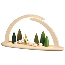 Seiffener Volkskunst LED Schwibbogen Schäferwichtel 42 x 21 cm