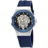 MASERATI Automatikuhr POTENZA AUTO 42MM BLK+BLUE DIAL BLUE ST Edelstahl blau - Blau/Bunt