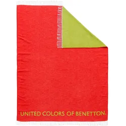 Benetton - Decke 140 x 190 cm, 320 g/m2, 60 % Baumwolle, 40 % Acryl, roter und grüner Regenbogen